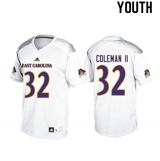 Youth #32 Jonathan Coleman II ECU Pirates College Football Jerseys Sale-White
